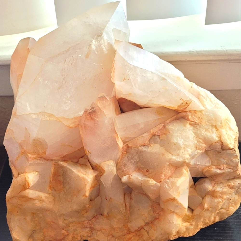 Giant raw cluster quartz crystal